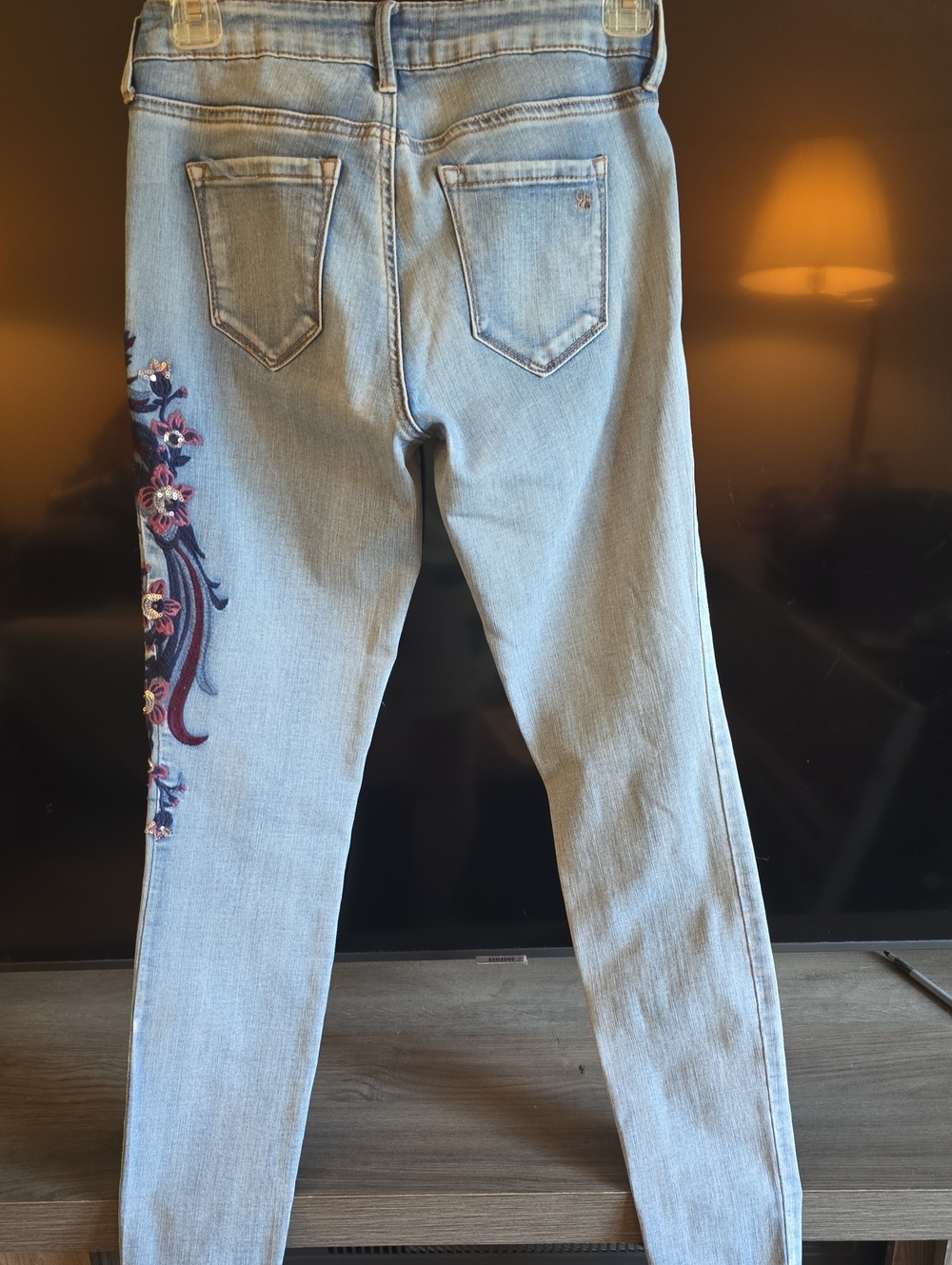Jessica Simpson Light Blue Skinny Jeans with Purple Floral Embroidery - Picture 5 of 5